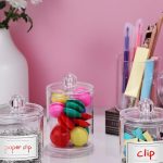 Clear Acrylic Qtip Holder Dispenser Set – 4 Pack Canisters for Bathroom Storage