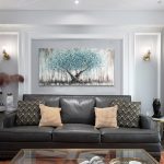 Teal Blue Arjun Tree Wall Art – Tree of Life Canvas for Modern Home Décor 40"x20"