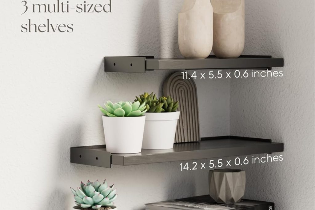 BAYKA Rustic Wood Floating Wall Shelves - Set of 3
