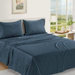 LANE LINEN Egyptian Cotton Queen Sheet Set in Dark Denim - Soft, Cooling, Fade-Resistant Luxury Bedding