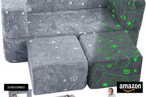 MeMoreCool Glow in the Dark Dinosaur Sofa for Kids – Modular Grey Play Couch