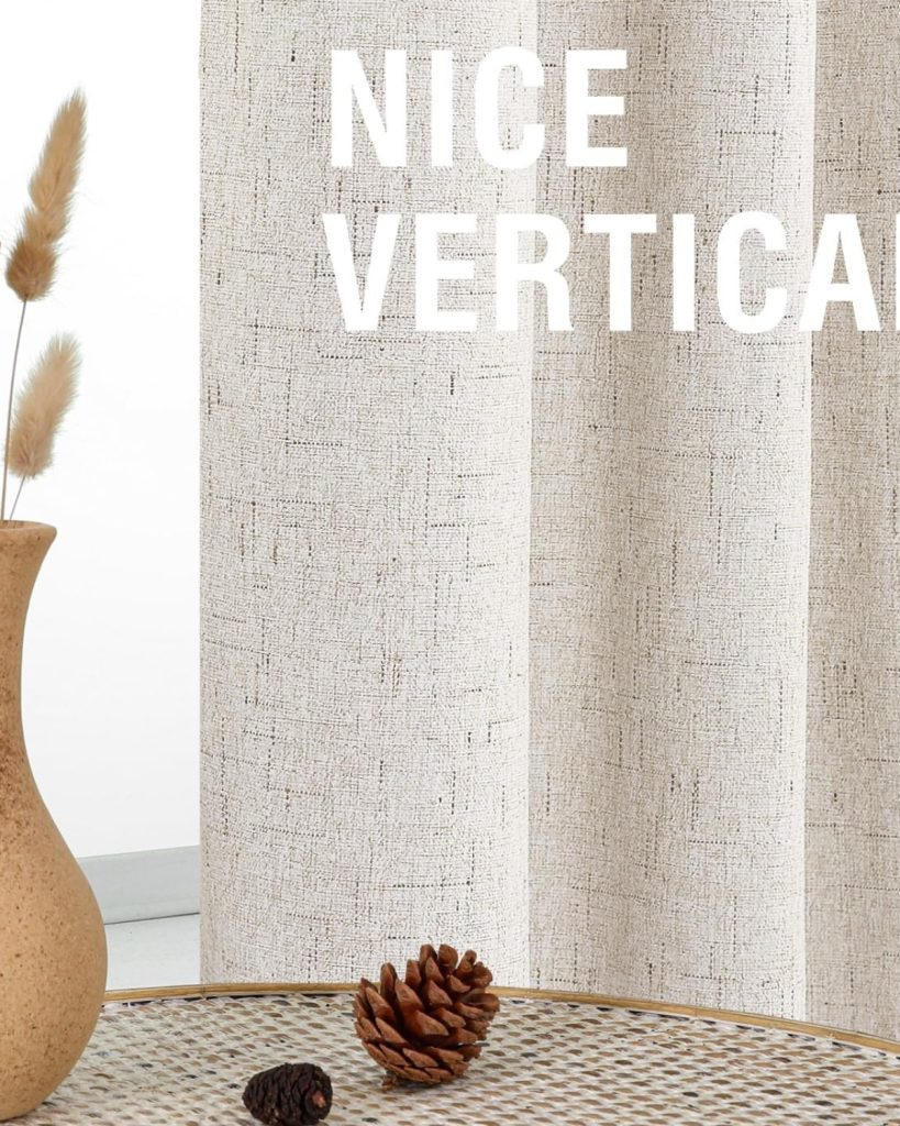 Ivory H.VERSAILTEX 100% Blackout Curtains with Faux Linen Texture – 52x96 Inch, Set of 2 Panels