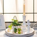 Hanobe White Washed Round Wooden Serving Tray with Bead Details
