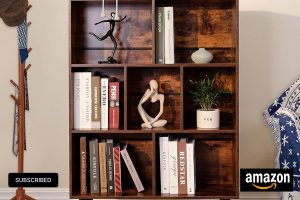 LEYAOYAO 3-Tier Rustic Brown Cube Bookshelf with Legs for Living Room, Bedroom, or Office.