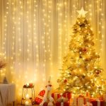“Minetom 300 LED warm white curtain fairy lights with remote and timer, perfect for wall and room decor”