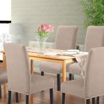 NORTHERN BROTHERS Khaki Dining Chair Covers – Set of 4 Stylish Parson Slipcovers