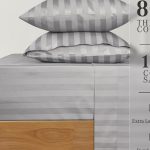 Silver Grey URBANHUT 800 Thread Count Egyptian Cotton Damask Striped King Size Sheets – 4 Pc Set