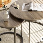 aboxoo Nesting Coffee Table Set of 2 – Oak Round End Tables for Living Room or Bedroom