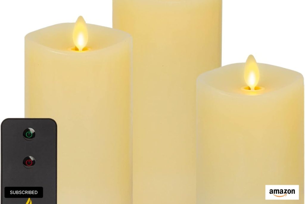Luminara Ivory Flameless LED Candle Set of 3 – Battery-Powered with Remote & Realistic Moving Flame