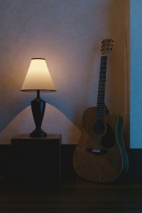 Woman sleeping peacefully with soothing melodies playing softly in background