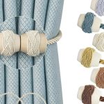 Handmade beige magnetic curtain tiebacks – decorative rope holders for drapes and windows (2-Pack)