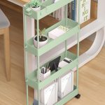 Green SPACELEAD Slim Rolling Storage Cart – 4 Tier Organizer for Bathroom, Kitchen & Small Areas