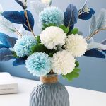 Faux Hydrangea Artificial Flowers in Elegant Vase for Home, Garden, and Wedding Decoration