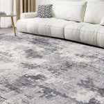 Washable 8x10 grey area rug for living room, modern abstract soft rug for home décor