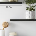 BAYKA Floating Wall Shelves – Set of 3 Rustic Black Wood Storage Shelves (15.7in)