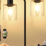 Industrial black bedside lamps with dimmable light, USB charging ports, and glass shade – set of 2