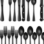 Black silverware set with steak knives – 24-piece stainless steel flatware for home and restaurants