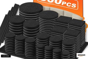 Black felt furniture pads 300-piece set for hardwood floor protection and chair legs
