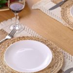Handmade Boho Placemats Set of 6 – Natural Cotton, Burlap & Woven Straw Combo in Farmhouse Style