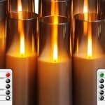 Grey flickering flameless LED candles set of 9 with remote and timer for home décor