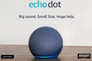 Amazon Echo Dot (newest model) in Deep Sea Blue – smart Alexa speaker for bedroom, dining room, and office