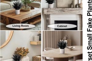 "Black fake eucalyptus potted plants on shelf – Halloween home decor idea"