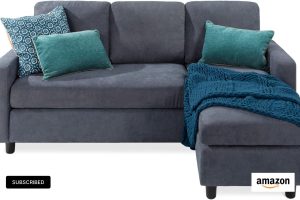 "Best Choice Products 3-Seat L-Shaped Upholstered Sectional Sofa with Reversible Ottoman in Blue/Gray – Ideal for Apartments, Dorms, and Small Spaces"