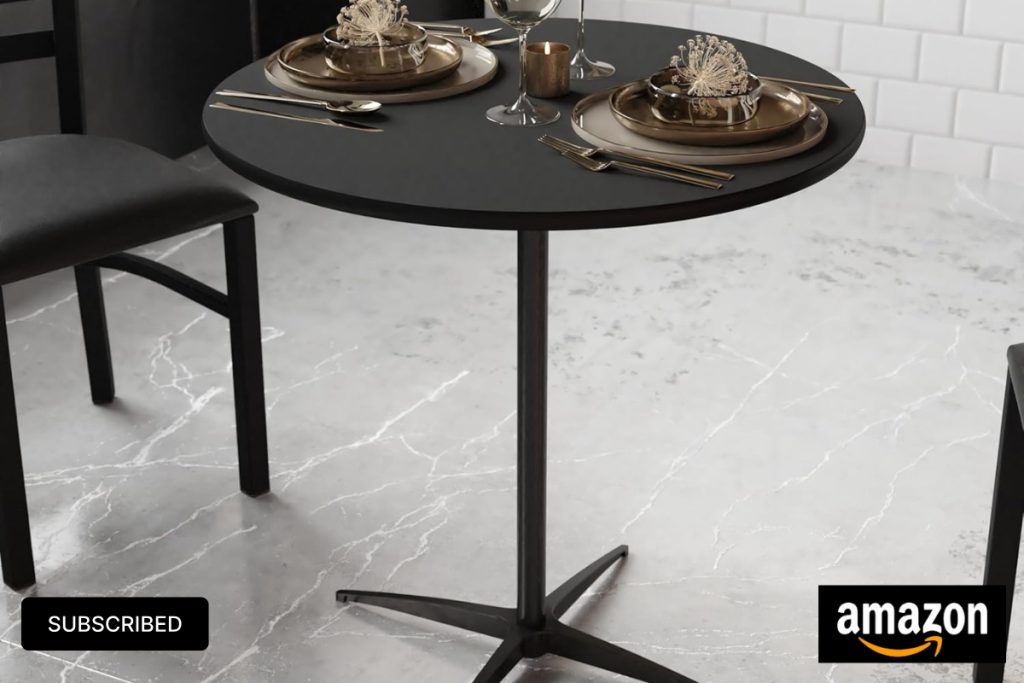 Flash Furniture Lars Black Round Cocktail Table – Adjustable Height for Versatile Use