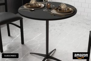 Flash Furniture Lars Black Round Cocktail Table – Adjustable Height for Versatile Use