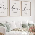 Set of 3 brown framed farmhouse wall signs reading “Bless the food before us” – perfect rustic kitchen decor
