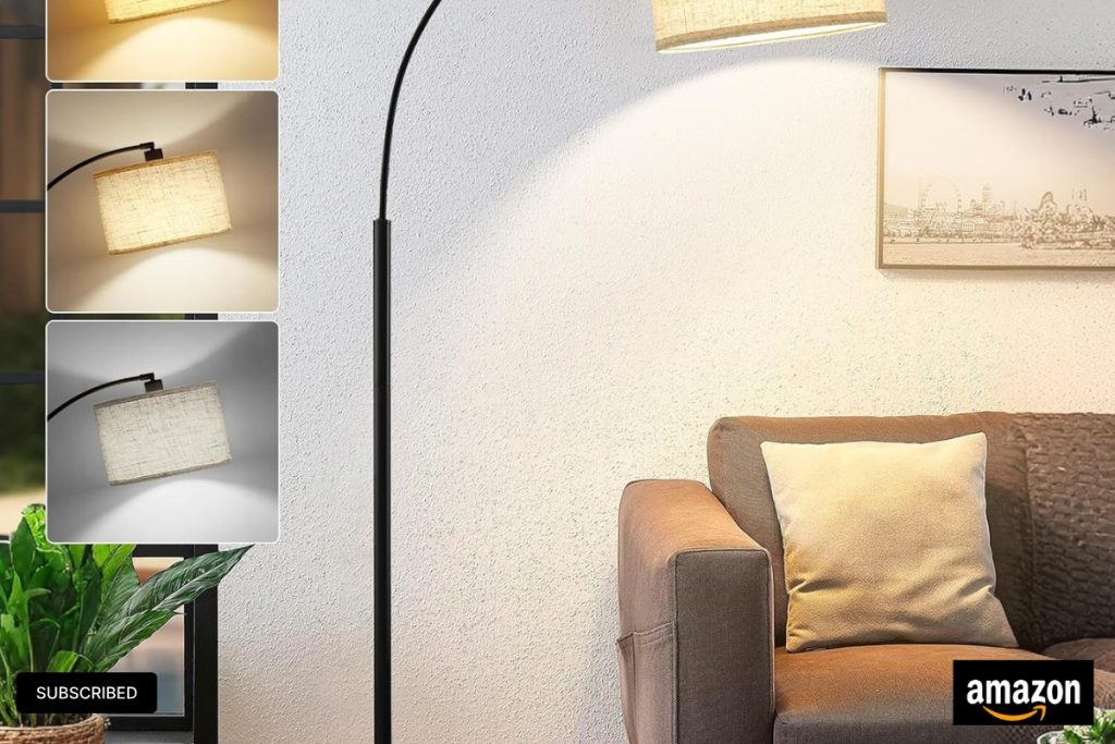 Luvkczc 71 inch arc floor lamp with adjustable head and foot switch in modern living room
