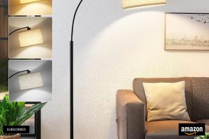Luvkczc 71 inch arc floor lamp with adjustable head and foot switch in modern living room