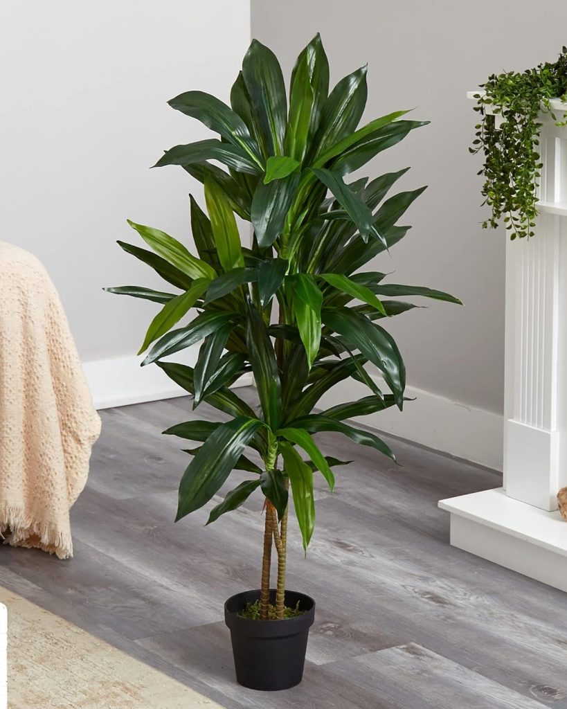 Nearly Natural 48" Artificial Dracaena Silk Plant - Realistic Green Indoor Decor Plant