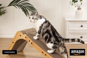 Poils bebe L Shape Cat Scratcher with Ball Toy – Large Cardboard Cat Scratch Pad for Indoor Cats