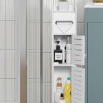 White TuoxinEM Over-the-Toilet Storage Cabinet with Doors and Shelves