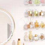 Clear acrylic floating wall shelves by upsimples – pack of 4, 15-inch display organizers for versatile home storage.