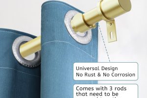 "Warm gold adjustable curtain rod with aluminum finials for windows 16 to 60 inches"