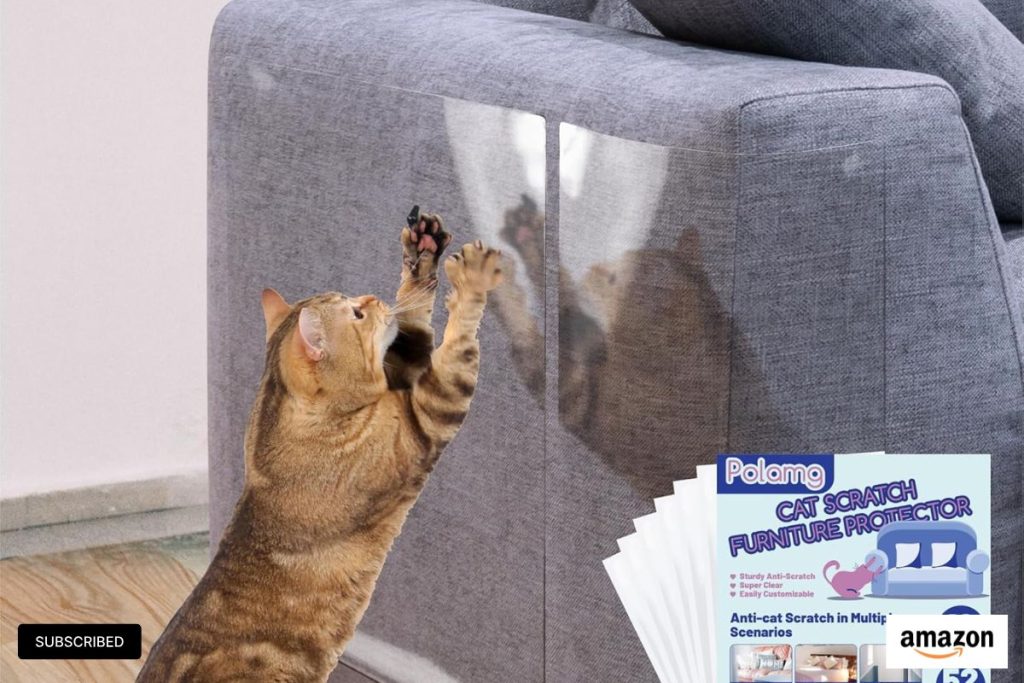 Anti-Cat Scratch Furniture Protector Tape – 12-Pack with Twist Pins for Couch, Wall, and Door Protection