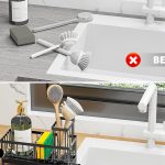 Cisily Black Sponge Holder with Brush and Soap Dispenser Organizer on Kitchen Sink
