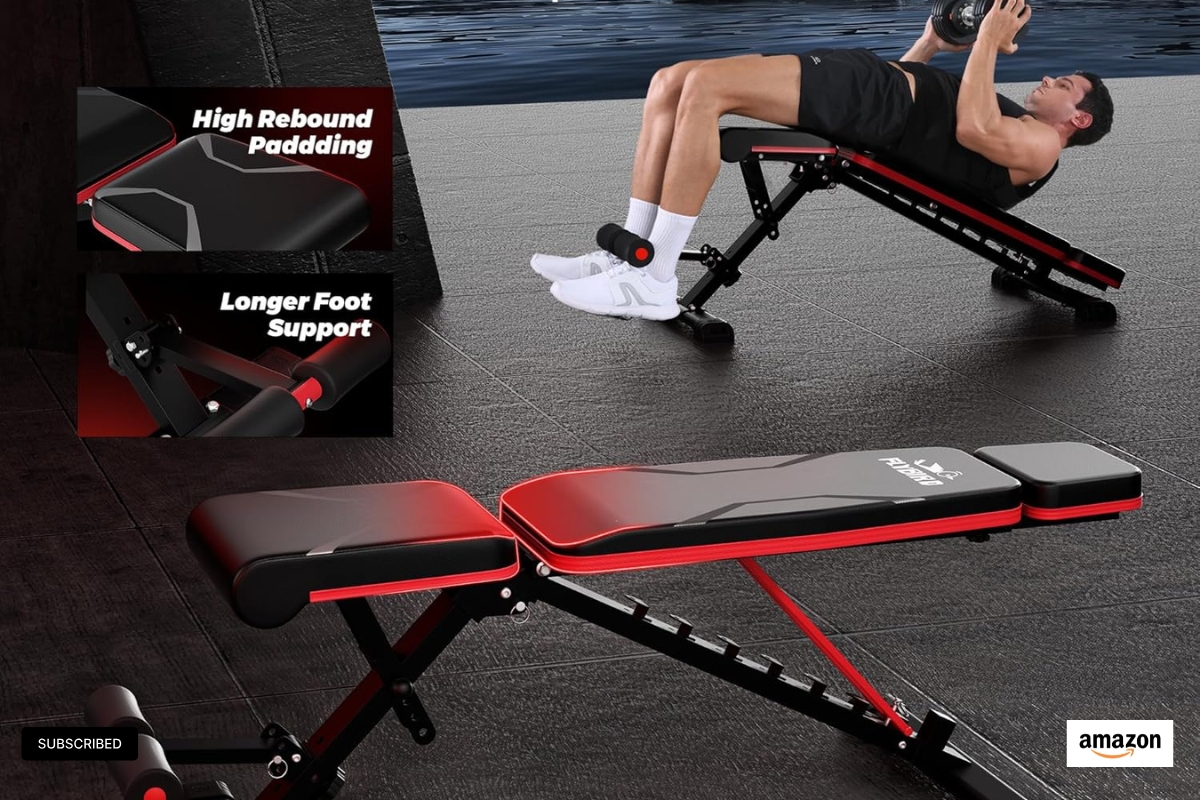 FLYBIRD Adjustable Weight Bench with Headrest – Foldable Home Gym Exercise Bench (FBHR24)