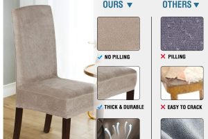 Soft taupe velvet H.VERSAILTEX dining chair covers – 4-pack slipcovers for Parsons chairs