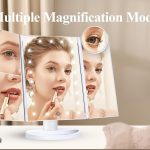 HUONUL Makeup Vanity Mirror with Lights – Trifold Design, 2X/3X/10X Magnification, Touch Control