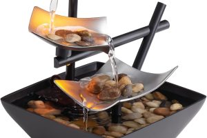 Homedics Tabletop Water Fountain with Natural River Rocks for Indoor Zen Décor