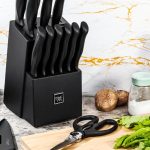 HUNTER.DUAL 15-piece kitchen knife set with self-sharpening block and anti-slip handles – sleek black design