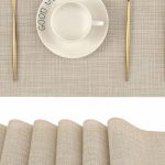 Leetaltree beige heat-resistant non-slip placemats set of 6 on a modern dining table