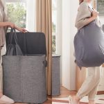 Lifewit Double Laundry Hamper 136L with lid and removable bags for organized laundry storage in bedroom or bathroom.