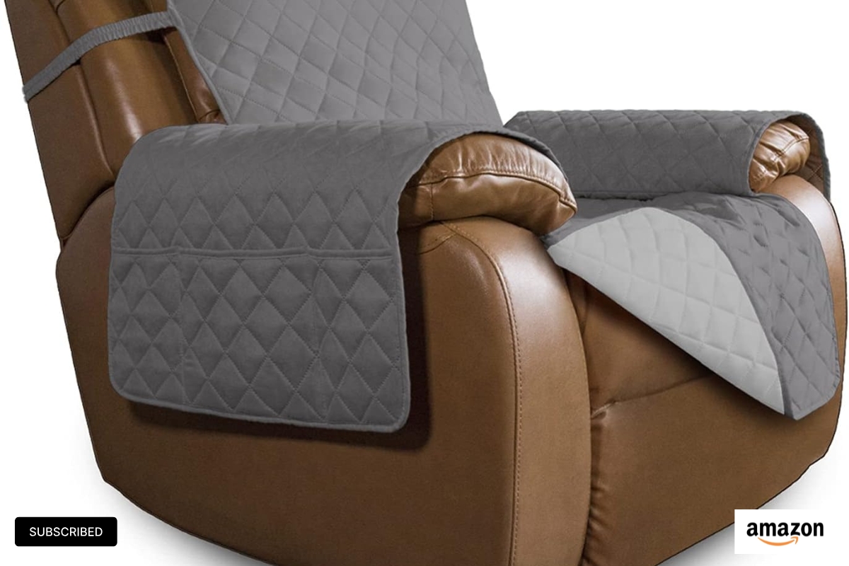 Gray and Light Gray Easy-Going Oversized Recliner Cover – Water-Resistant, Reversible, Pet-Friendly Sofa Protector
