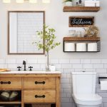 Rustic QEEIG bathroom shelves over toilet with paper storage and farmhouse decor style