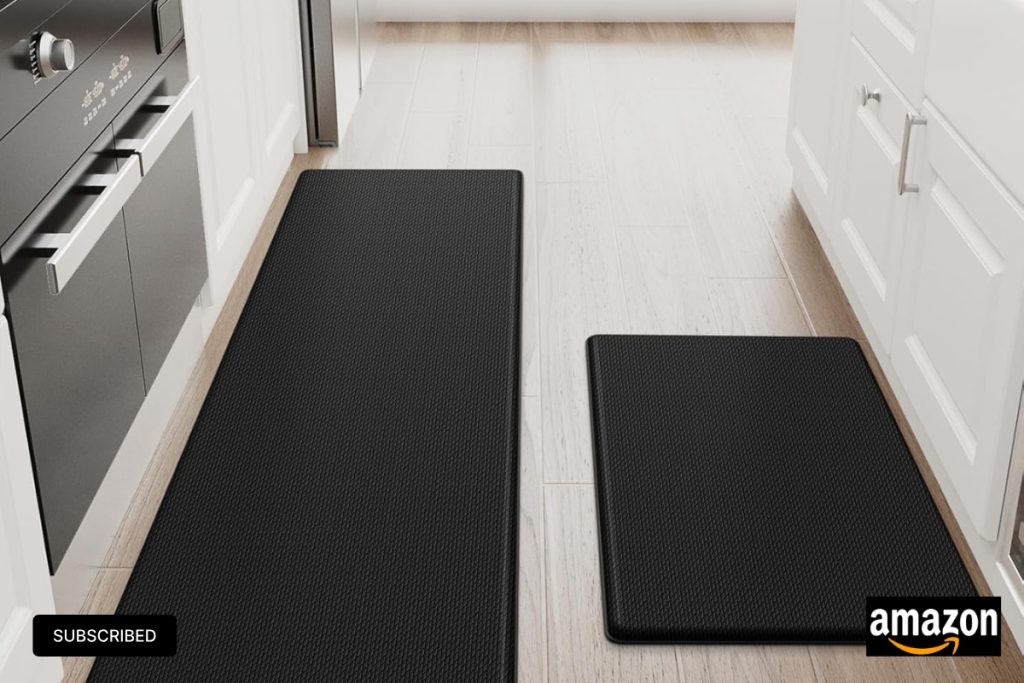 StepRite Kitchen Mats 2PCS Set - Black Cushioned Anti-Fatigue Waterproof Floor Mats for Kitchen and Office
