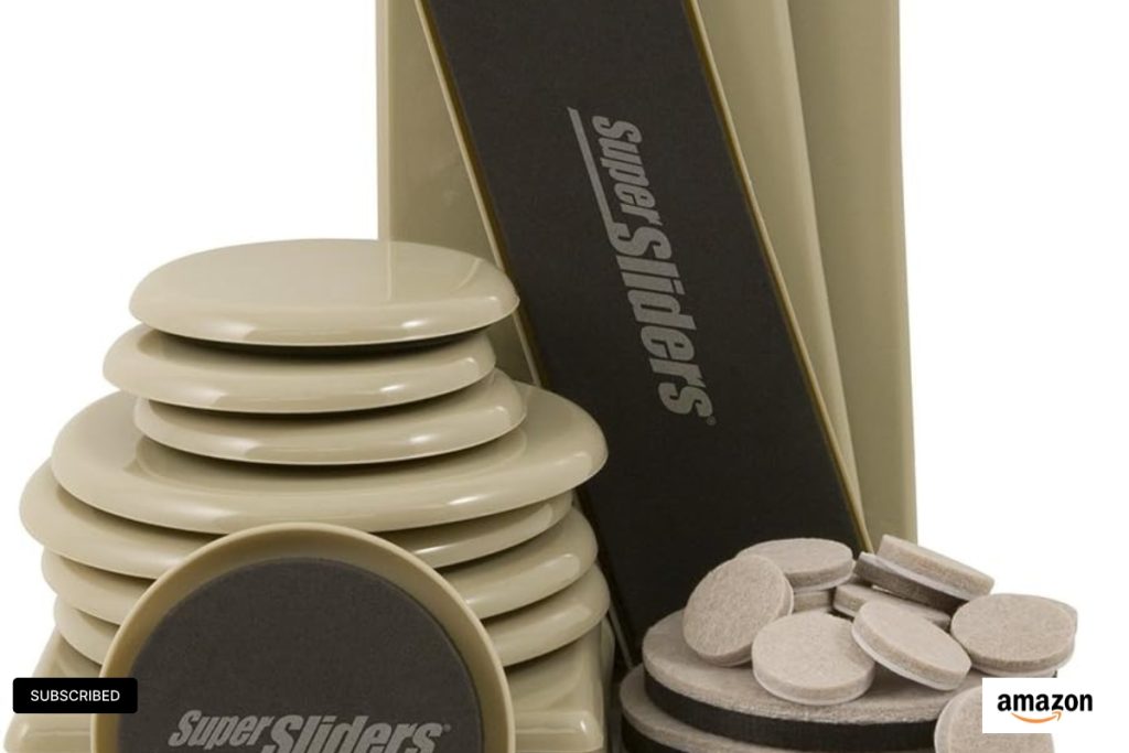 Super Sliders Assorted Reusable Furniture Sliders & Self-Stick Pads – 52-Pack in Beige